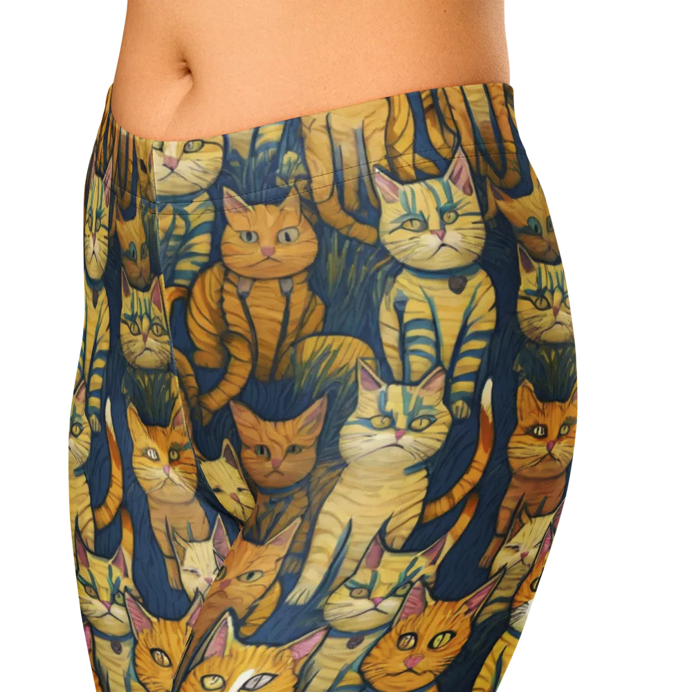 Velvet Cat Parade on Capri Leggings — Zoomed-in