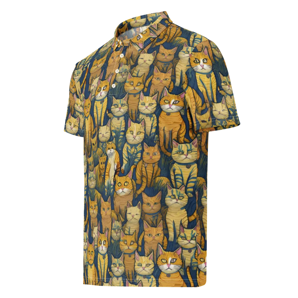 Velvet Cat Parade on Men's Slim Fit Polo Shirt — Left Front