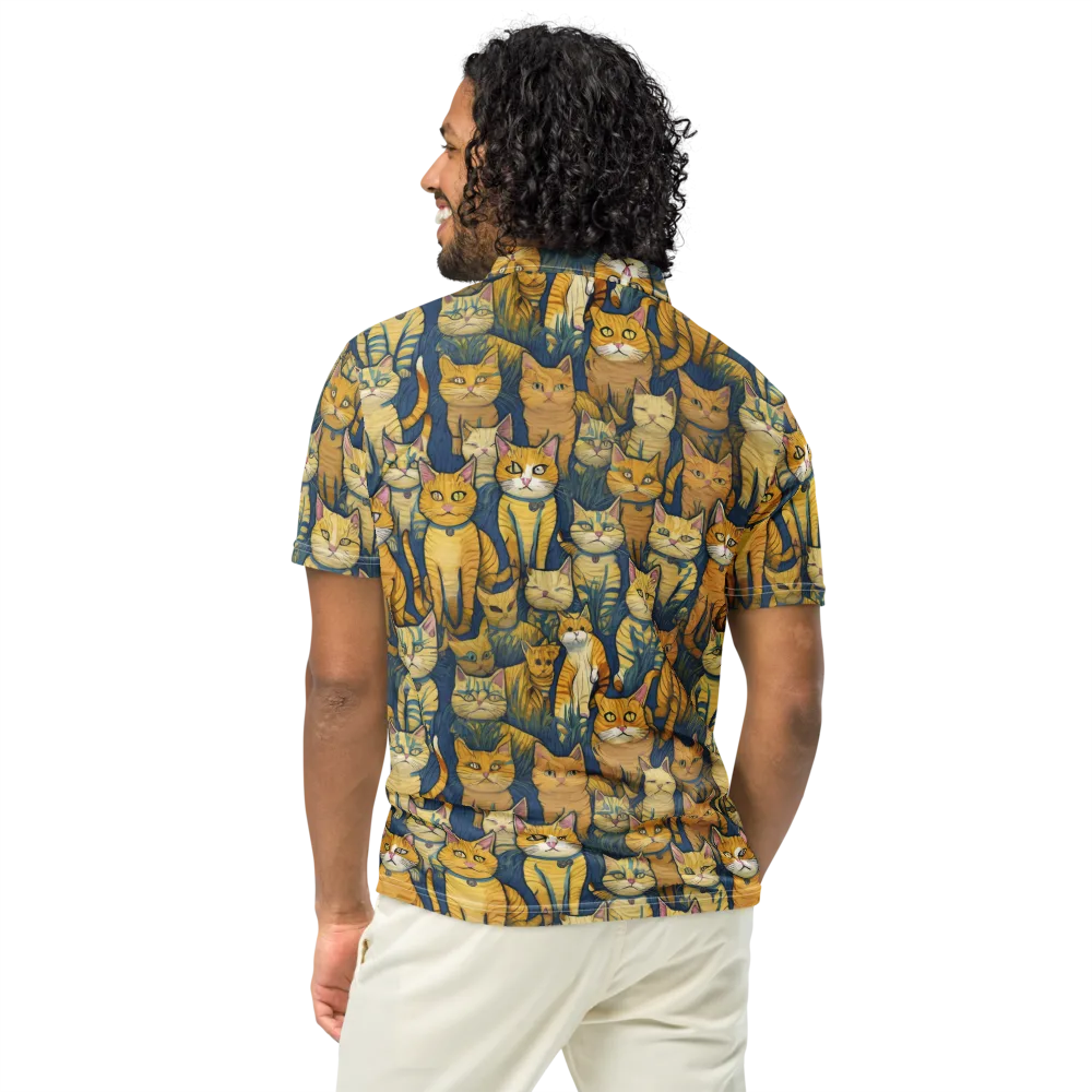 Velvet Cat Parade on Men's Slim Fit Polo Shirt — Back