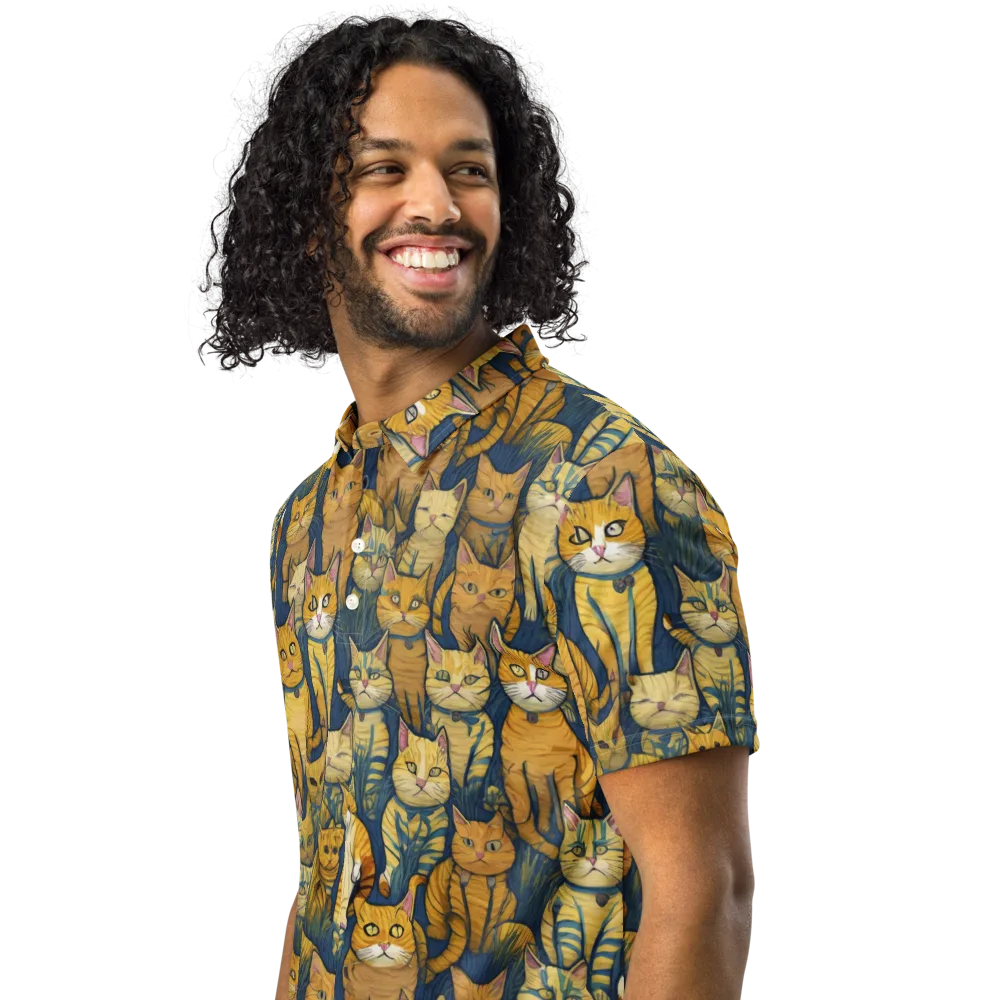 Velvet Cat Parade on Men's Slim Fit Polo Shirt — Left Front