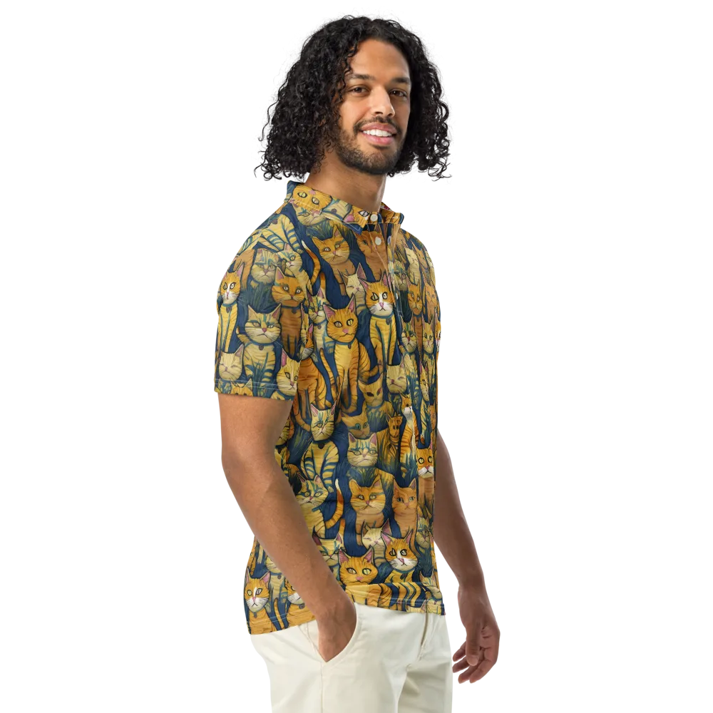 Velvet Cat Parade on Men's Slim Fit Polo Shirt — Right Front