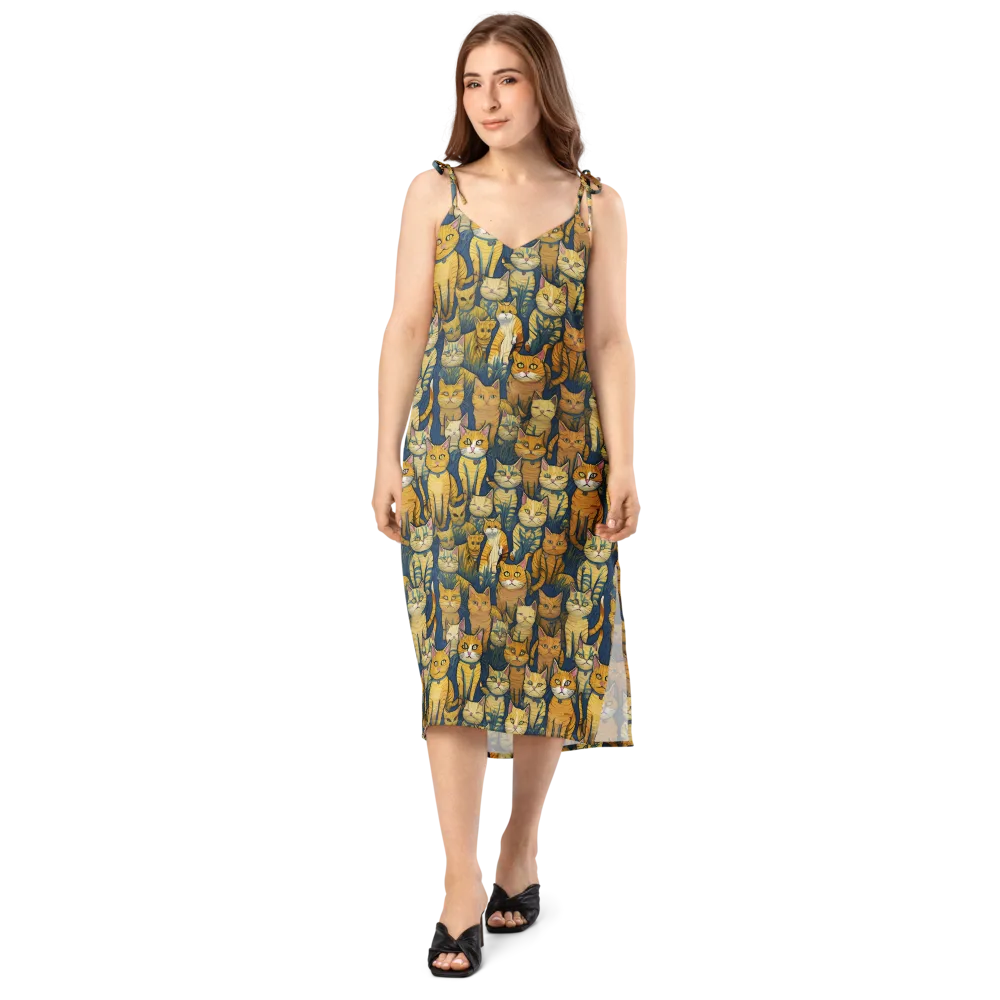 Velvet Cat Parade on Slip Dress — Front