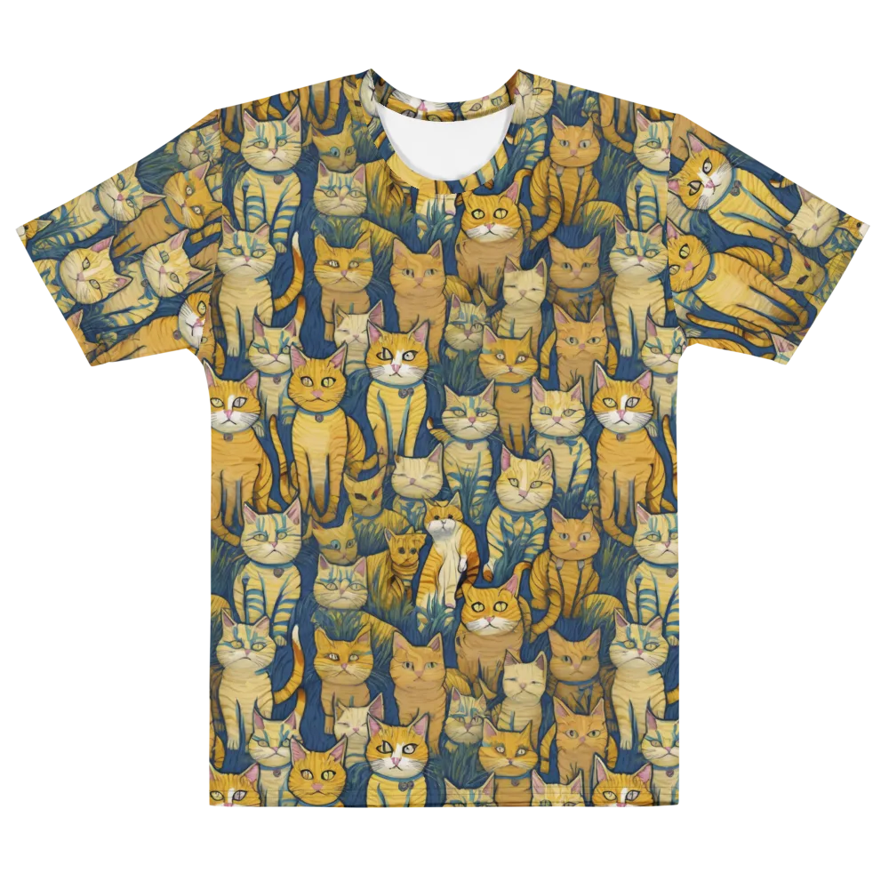 Velvet Cat Parade on Men's Cotton Crew Neck T-Shirt — Front