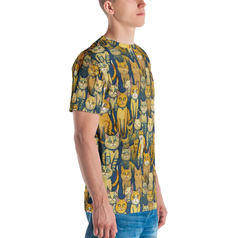 Velvet Cat Parade on Men's Crew Neck T-Shirt — Right