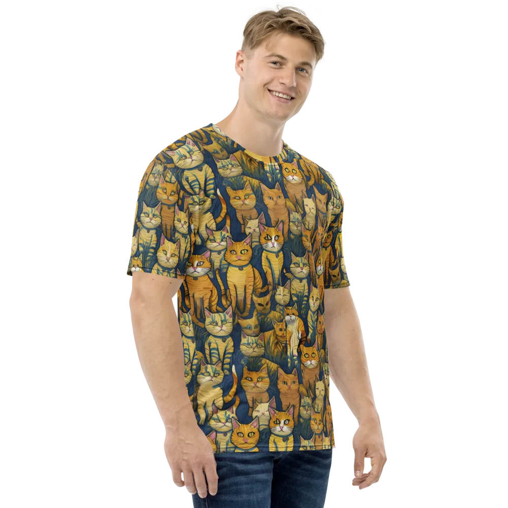 Velvet Cat Parade on Men's Crew Neck T-Shirt — Right