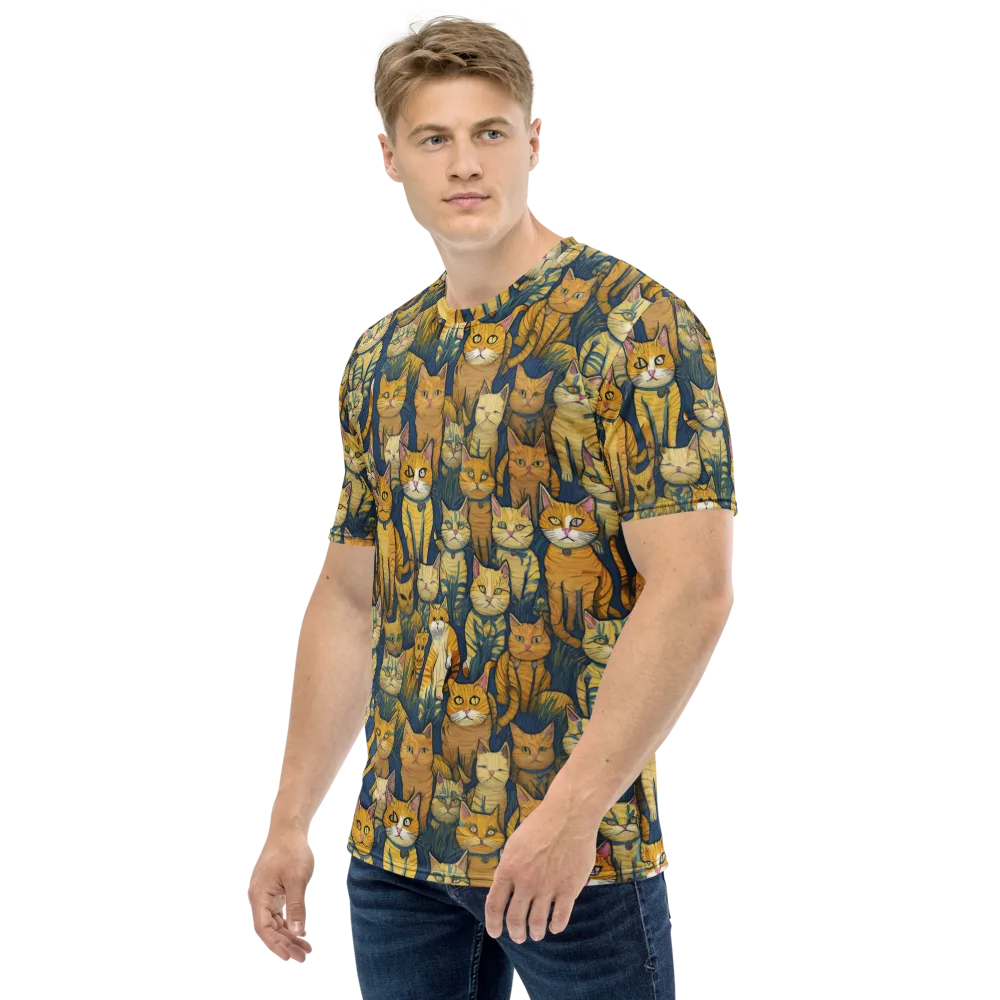 Velvet Cat Parade on Men's Crew Neck T-Shirt — Left