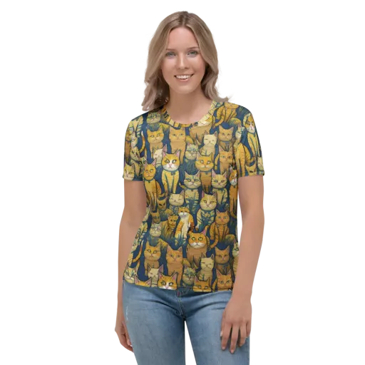 Velvet Cat Parade on a Women's Crew Neck T-Shirt