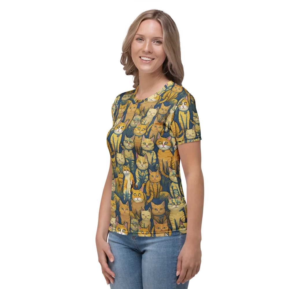 Velvet Cat Parade on Women's Crew Neck T-Shirt — Left