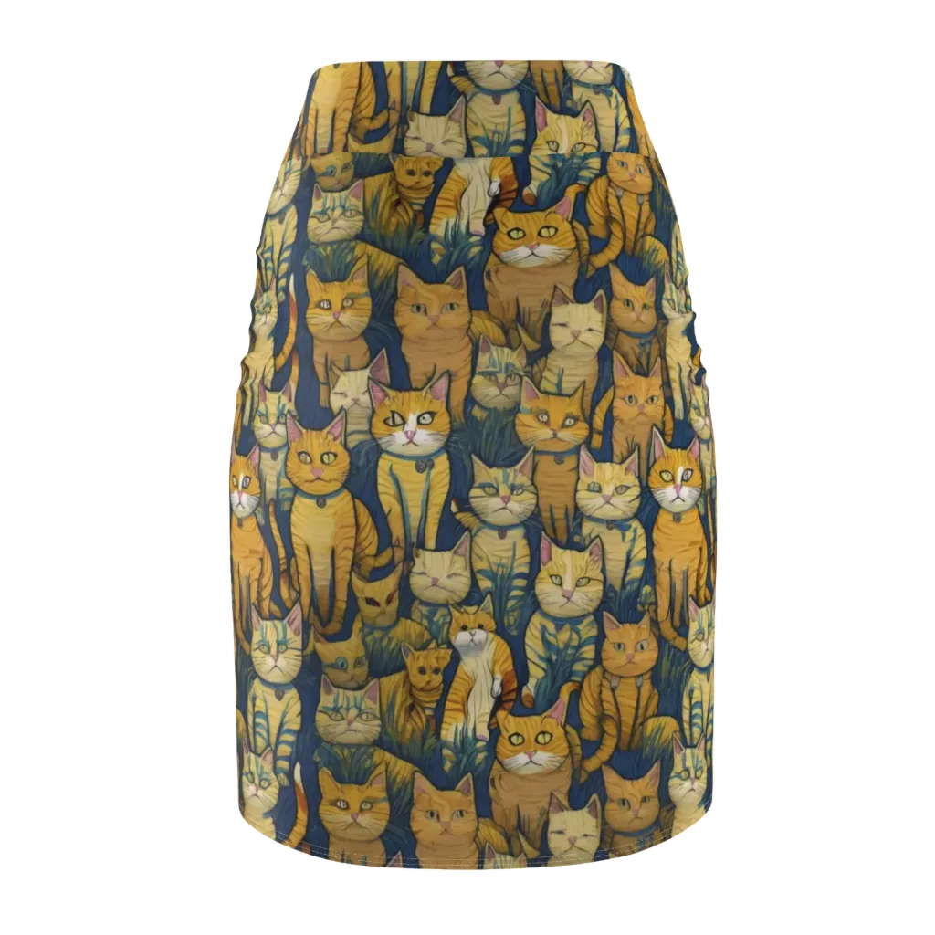 Velvet Cat Parade on Pencil Skirt — Back