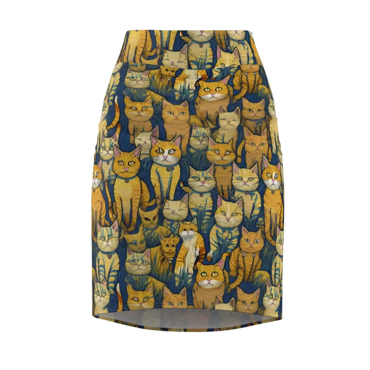 Velvet Cat Parade on Pencil Skirt — Front