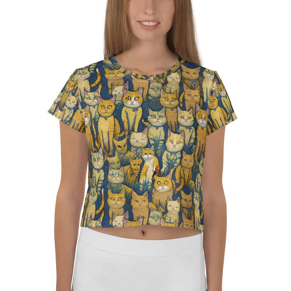 Velvet Cat Parade on Crop Tee — Front