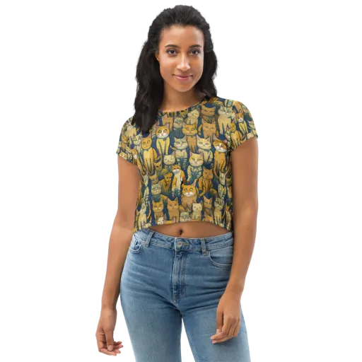 Velvet Cat Parade on a Crop Tee