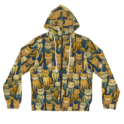 Velvet Cat Parade on a Women's Full-Zip Hoodie
