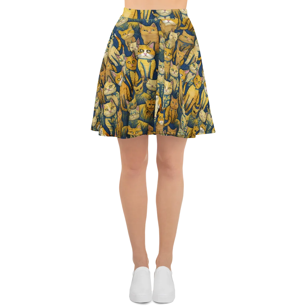 Velvet Cat Parade on Skater Skirt — Front