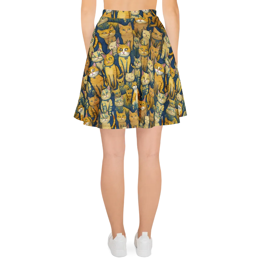 Velvet Cat Parade on Skater Skirt — Back