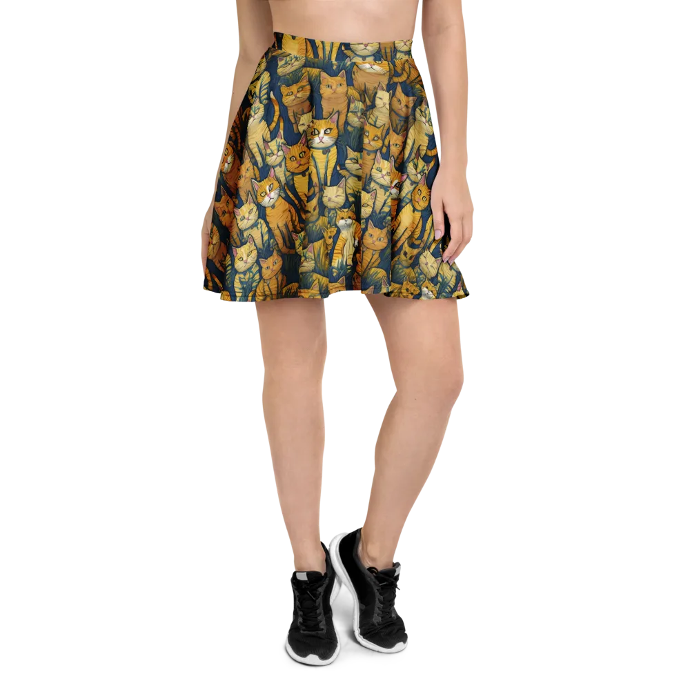 Velvet Cat Parade on Skater Skirt — Front