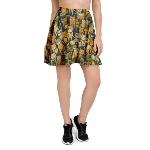 Velvet Cat Parade on a Skater Skirt