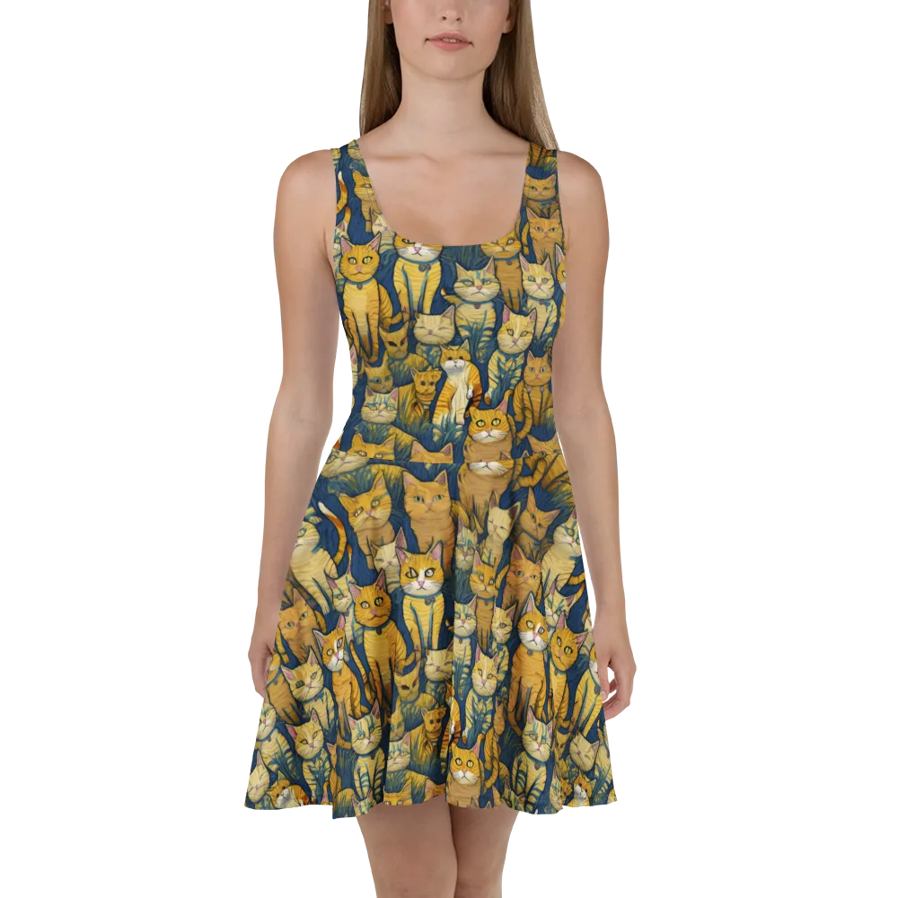 Velvet Cat Parade on Skater Dress — Front