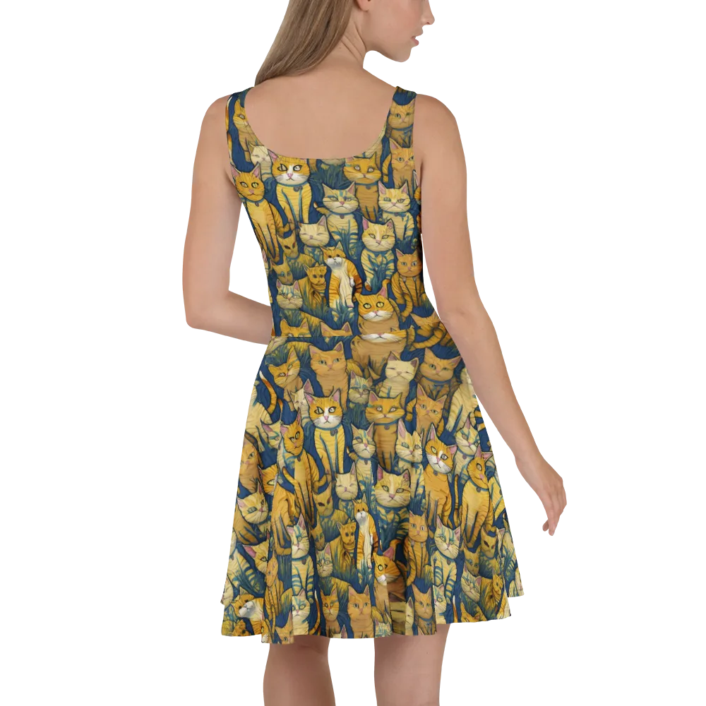 Velvet Cat Parade on Skater Dress — Back