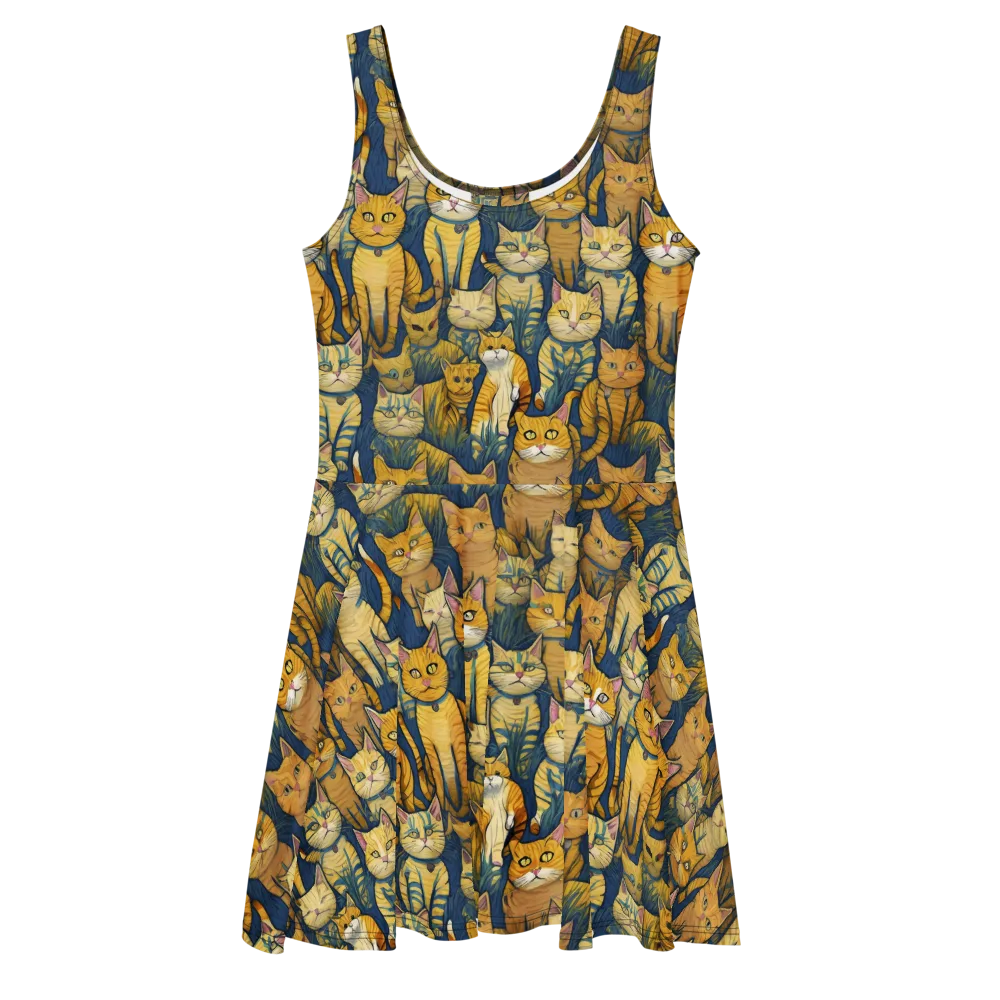 Velvet Cat Parade on Skater Dress — Front