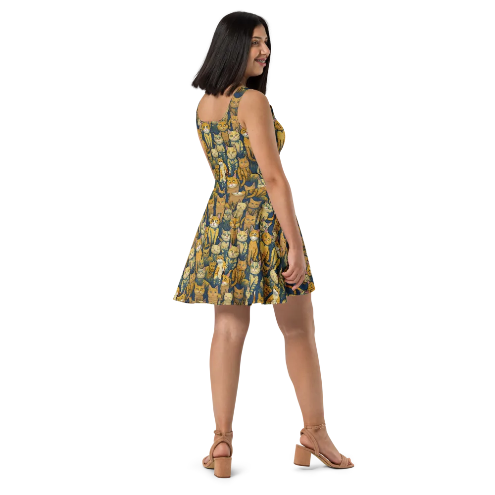 Velvet Cat Parade on Skater Dress — Right