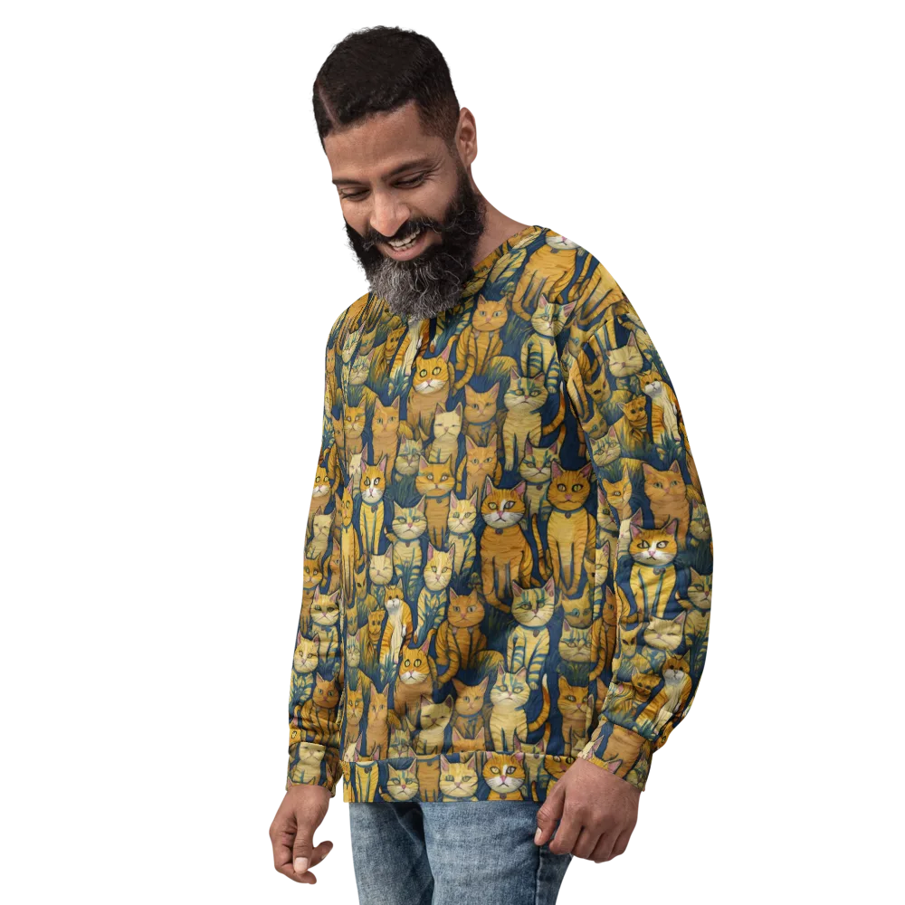 Velvet Cat Parade on Sweatshirt — Left Front