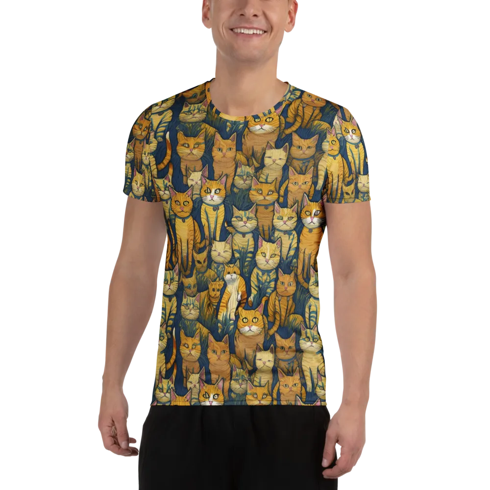 Velvet Cat Parade on Men's Athletic T-Shirt — Front
