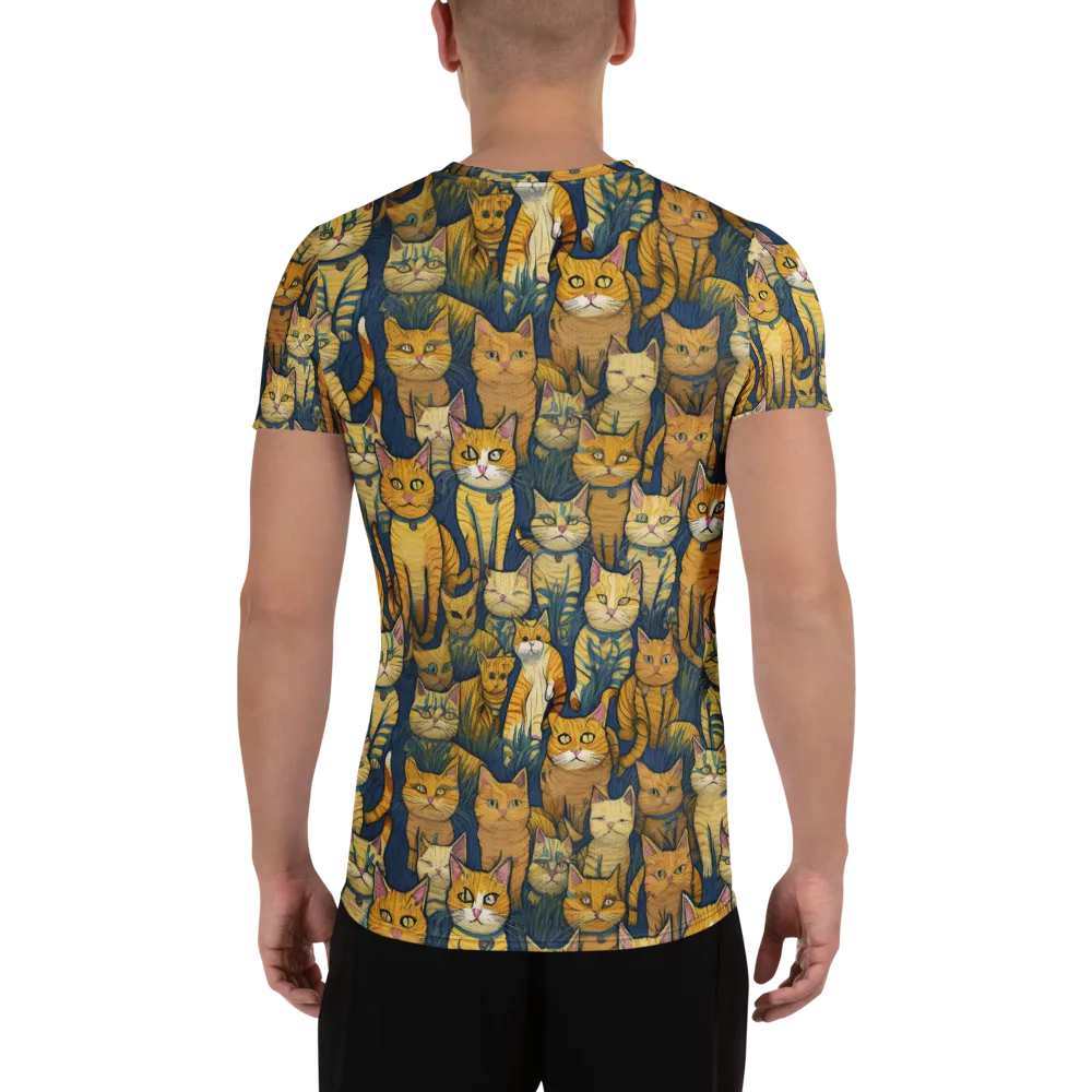 Velvet Cat Parade on Men's Athletic T-Shirt — Back