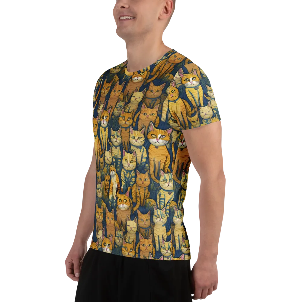 Velvet Cat Parade on Men's Athletic T-Shirt — Left