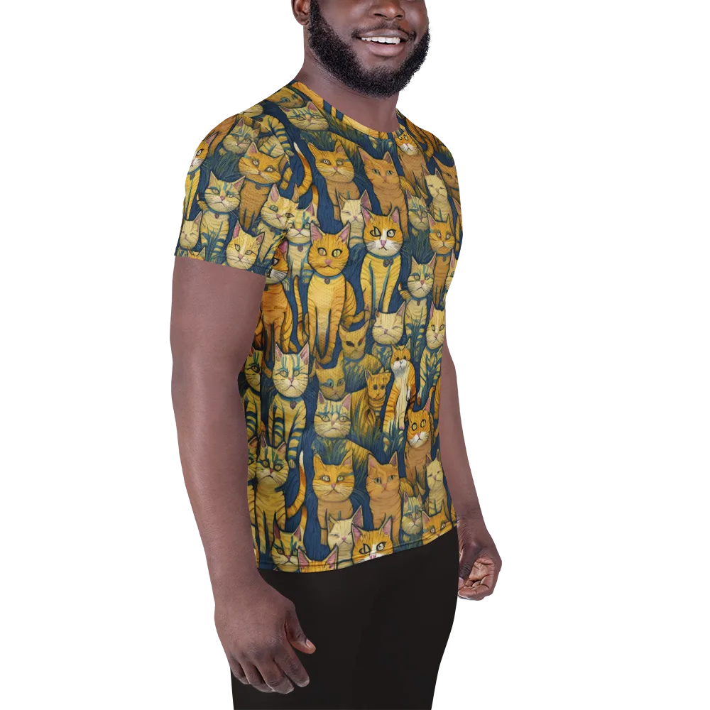 Velvet Cat Parade on Men's Athletic T-Shirt — Right