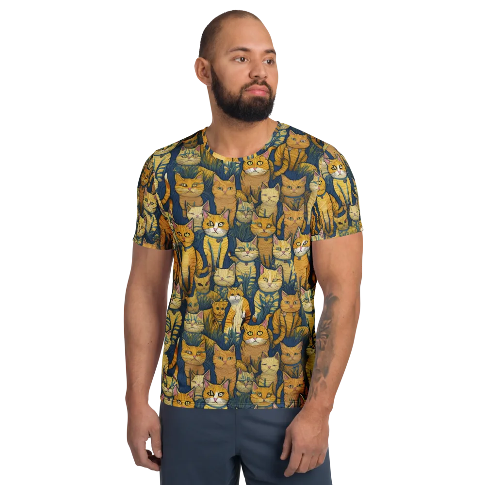 Velvet Cat Parade on Men's Athletic T-Shirt — Front