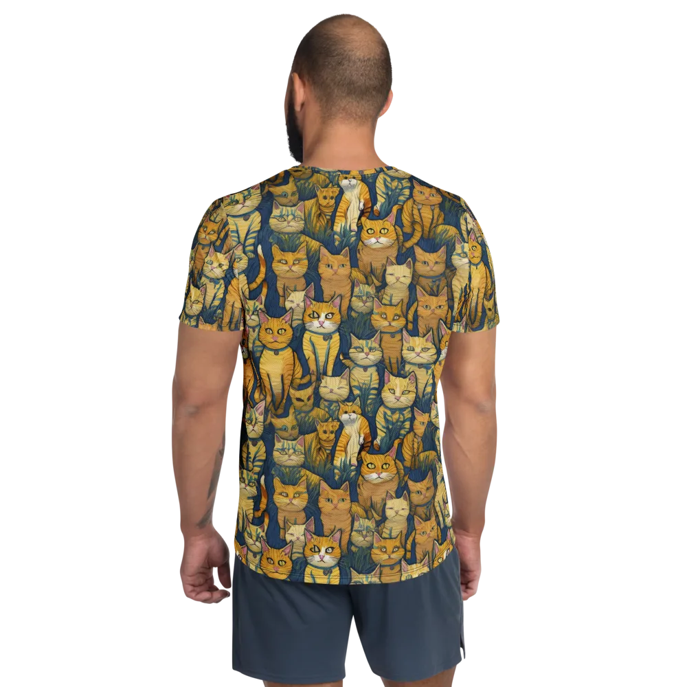 Velvet Cat Parade on Men's Athletic T-Shirt — Back