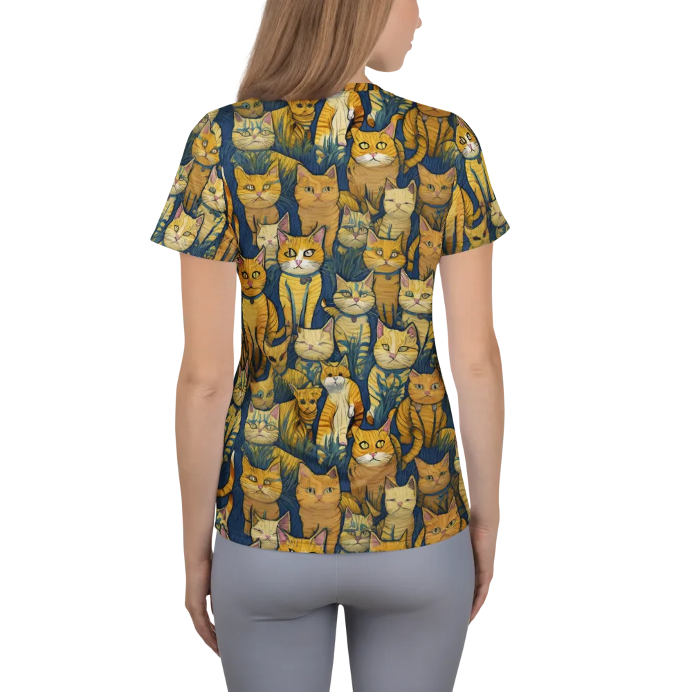 Velvet Cat Parade on Women's Athletic T-Shirt — Back