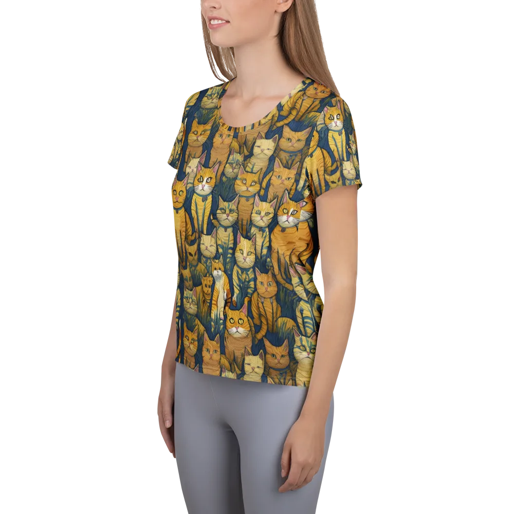 Velvet Cat Parade on Women's Athletic T-Shirt — Left