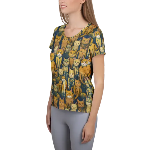 Velvet Cat Parade on a Women's Athletic T-Shirt