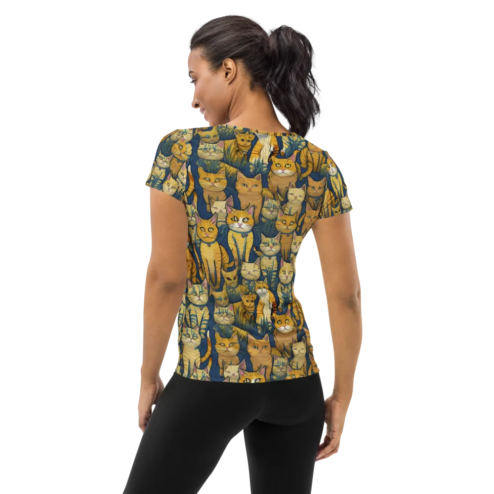 Velvet Cat Parade on Women's Athletic T-Shirt — Back