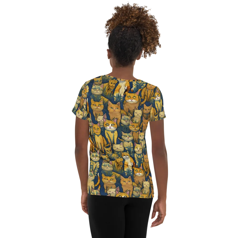Velvet Cat Parade on Women's Athletic T-Shirt — Back