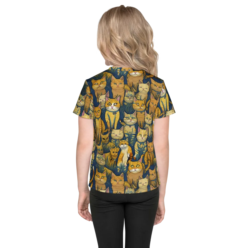 Velvet Cat Parade on Kids Crew Neck T-Shirt — Back