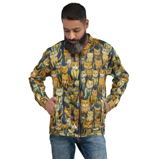 Velvet Cat Parade on a Bomber Jacket