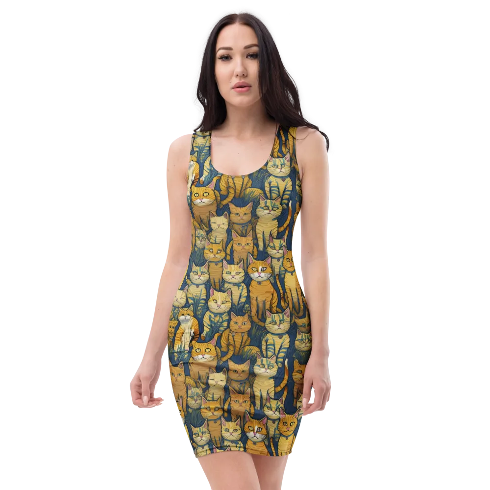 Velvet Cat Parade on Bodycon Dress — Front