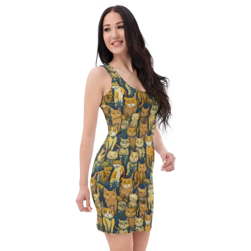 Velvet Cat Parade on a Bodycon Dress