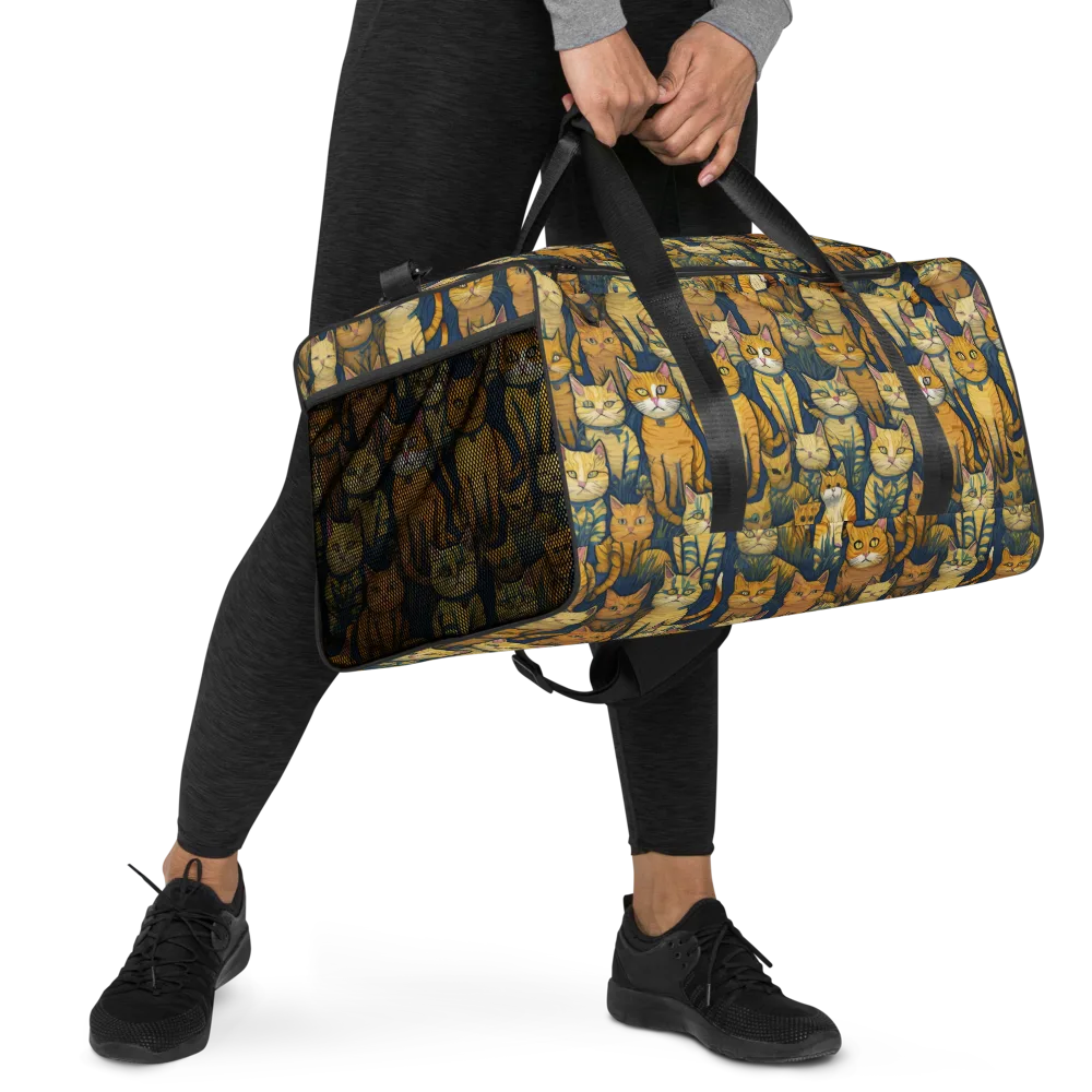 Velvet Cat Parade on Duffle Bag — Right Front