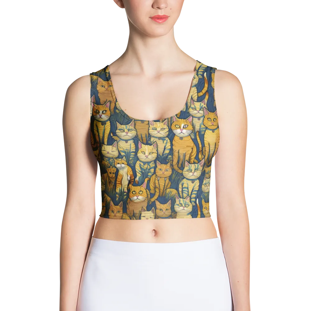 Velvet Cat Parade on Crop Top — Front