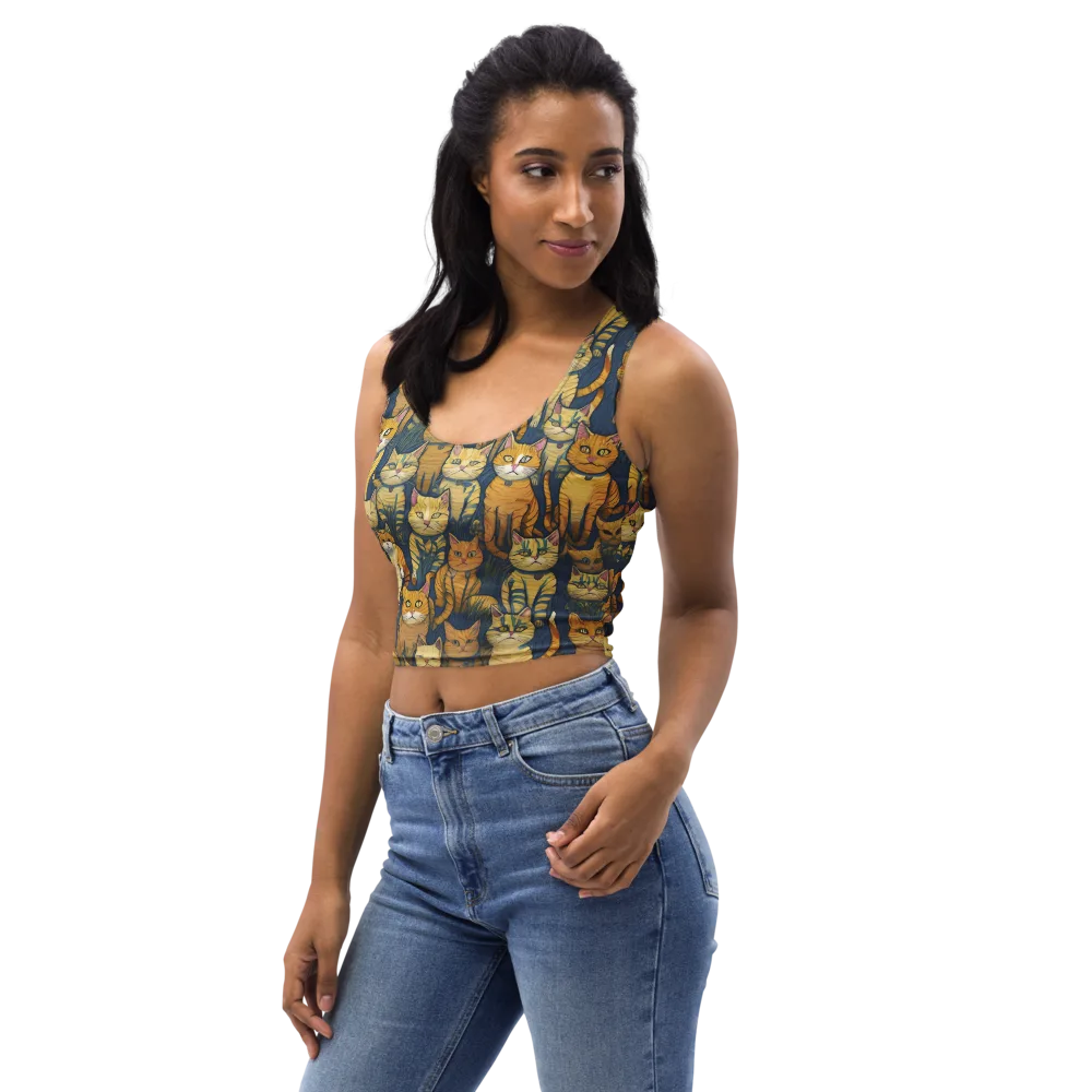 Velvet Cat Parade on Crop Top — Left Front