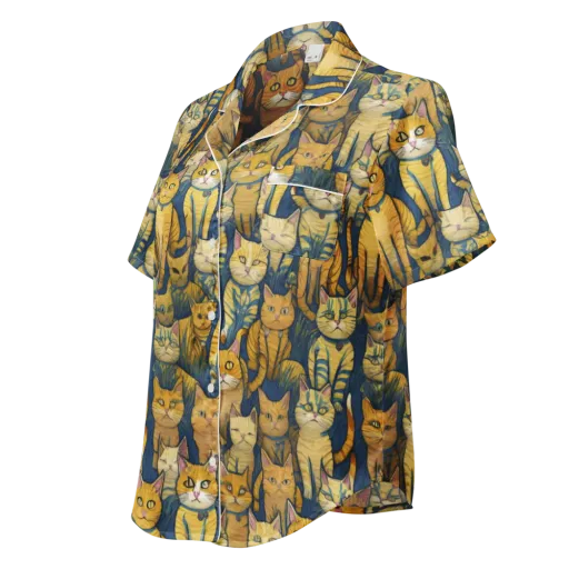 Velvet Cat Parade on a Women's Short Sleeve Pajama Top