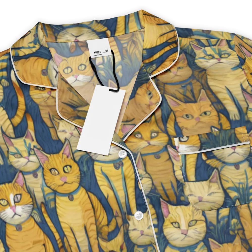 Velvet Cat Parade on Women's Short Sleeve Pajama Top — Product details
