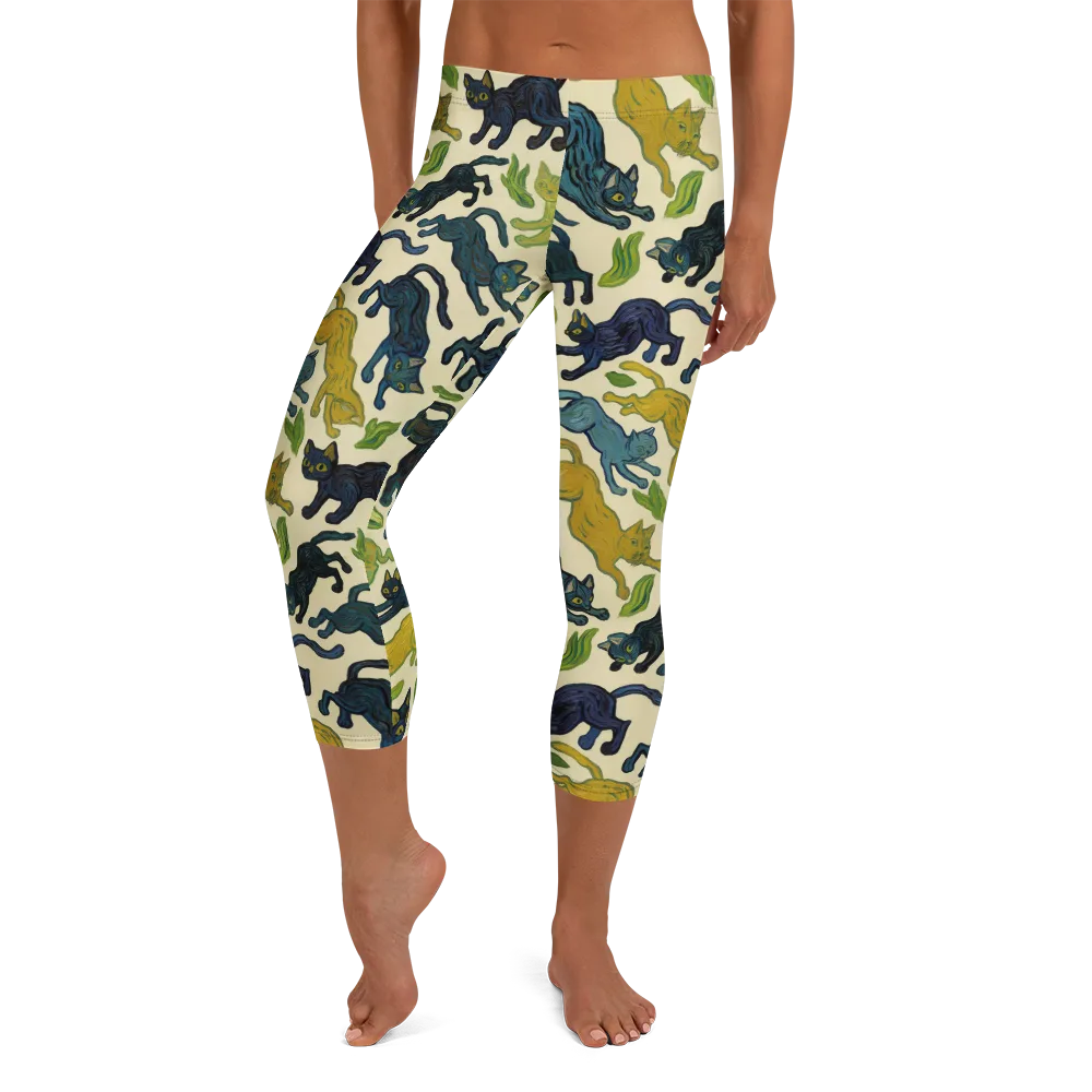 Velvet Alley Cats on Capri Leggings — Front