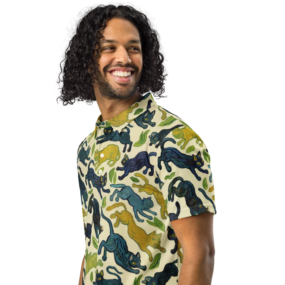 Velvet Alley Cats on Men's Slim Fit Polo Shirt — Left Front