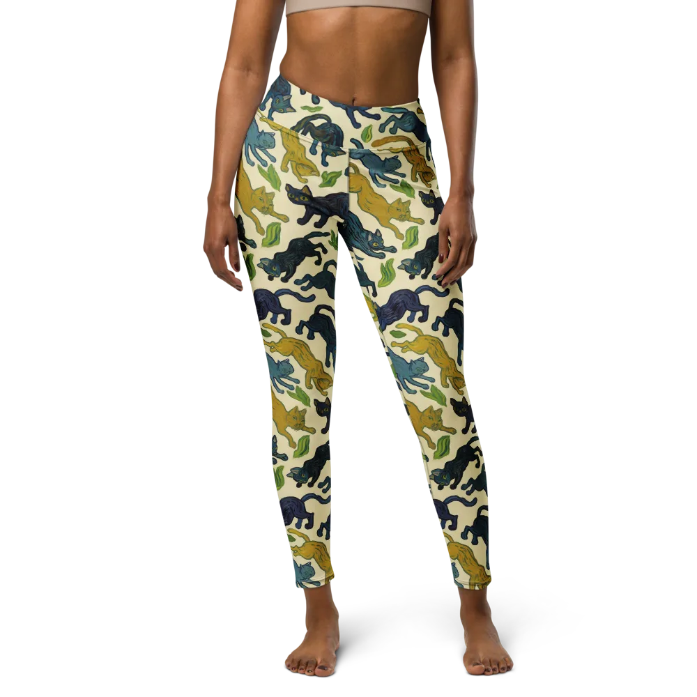 Velvet Alley Cats on Yoga Leggings — Front