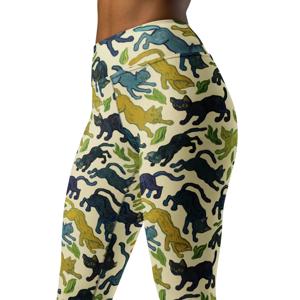 Velvet Alley Cats on Yoga Leggings — Left Front